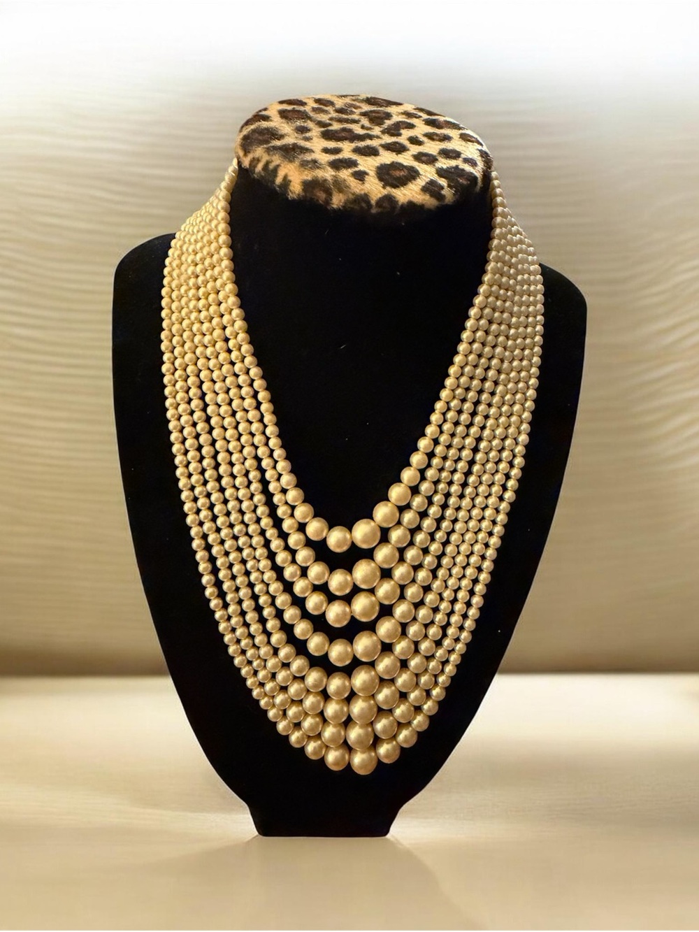 Vintage cream Multi-Strand pho Pearl beaded Necklace